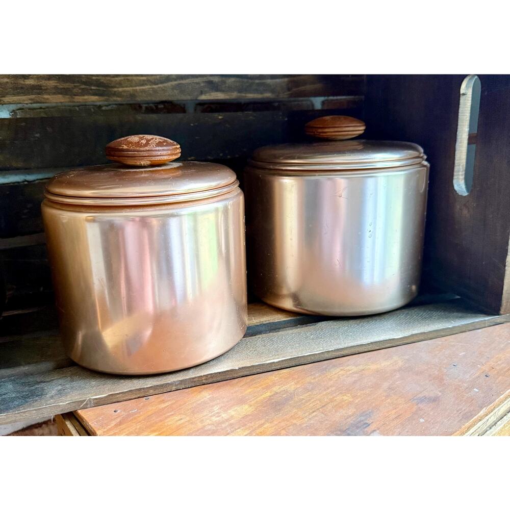 Vintage Mirro Copper Canister Set, Rose Gold Anodized Aluminum Kitchen Canisters